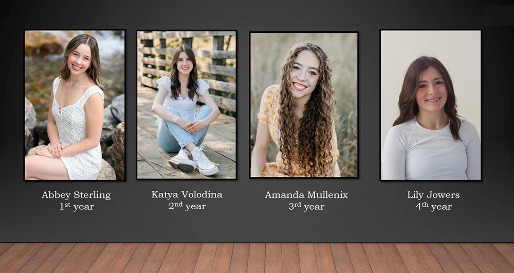 Left to right: Abby Sterling, 1st year; Katya Volodina, 2nd year; Amanda Mullenix, 3rd year; Lily Jowers, 4th year